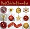 Pop-up Christmas Ornaments Set 41 ct; COLLAPSIBLE Xmas Tree Kit, Red & Gold